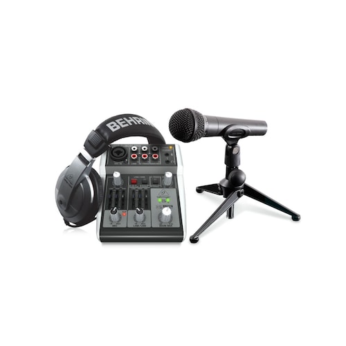 Sistema Podcasting BEHRINGER PODCASTUDIO 2 USB mezclador USB,  auriculares y micrófono.