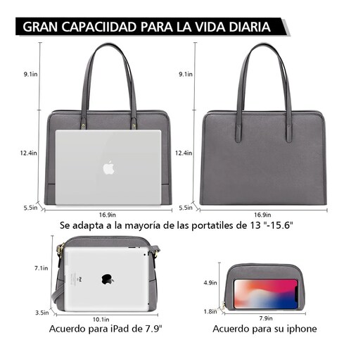 Set De Bolsa Para Dama 3 pcs  Gris