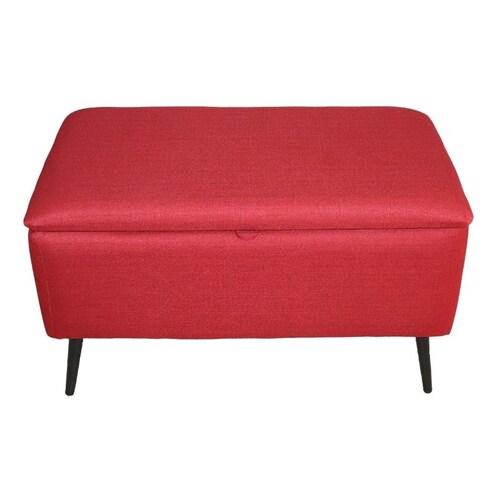 Taburete Individual con Baúl Zapatero Rojo Reposapiés 
