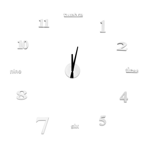 Reloj Decorativo De Pared 3D Adhesivo Plateado