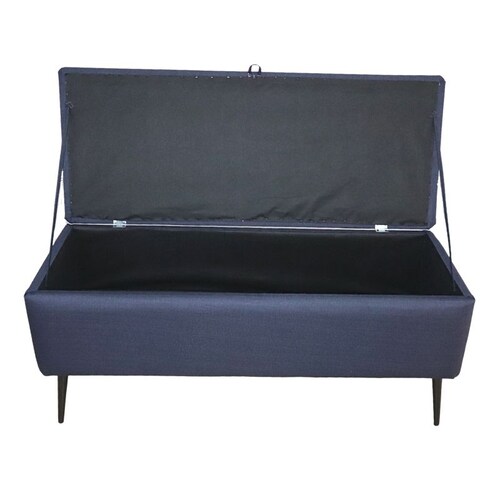 Baúl para Recámara Matrimonial Liverpool en Lino Azul Pie de Cama para Recámara o Reposapiés para Sala NORVAL Muebles