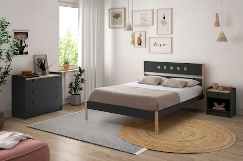 Cama Matrimonial Compton Negro - Kessa.