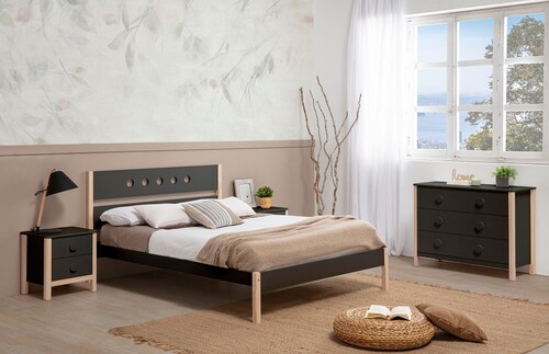 Cama Matrimonial Compton Negro - Kessa.