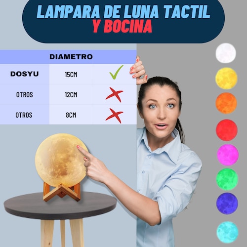 Lámpara Lunar Bocina Bluetooth Touch DOSYU 8 Colores