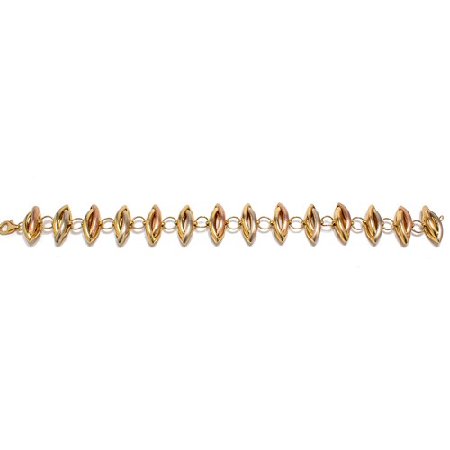Pulsera Fancy Rombos Oro Italiano 14 Kilates.