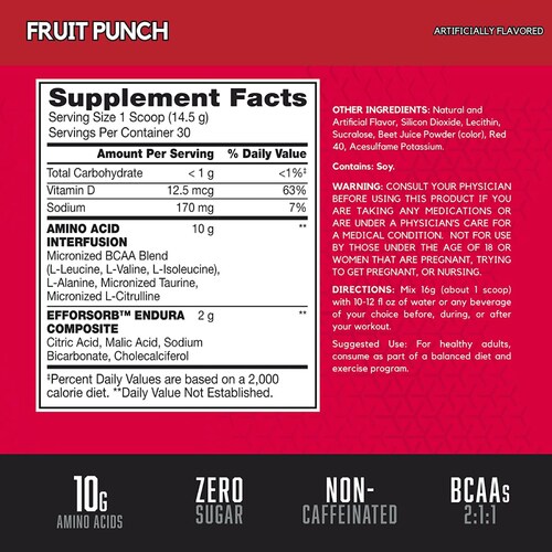 BSN Amino X 435g 30 Serv. Aminoacidos - Ponche de Frutas