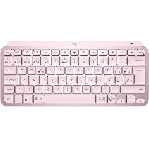 Teclado Logitech MX Keys Mini Iluminado Inalambrico Bluetooth Recargable Rosa 920-010478.