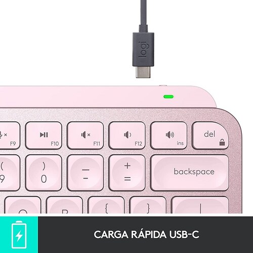 Teclado Logitech MX Keys Mini Iluminado Inalambrico Bluetooth Recargable Rosa 920-010478.