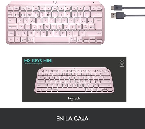 Teclado Logitech MX Keys Mini Iluminado Inalambrico Bluetooth Recargable Rosa 920-010478.