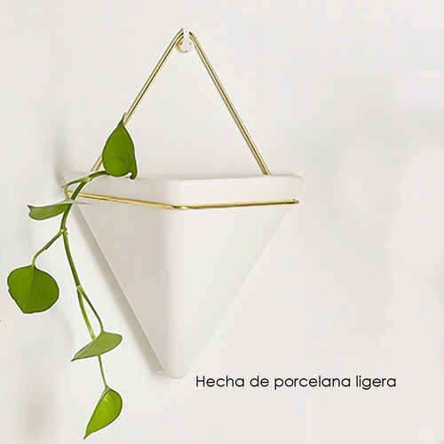 Macetero triangular colgante 21 cm alto decoración de pared