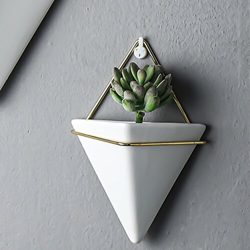 Macetero triangular colgante 21 cm alto decoración de pared