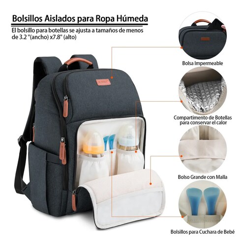 Mochila Impermeable Para Pañales De Bebé Negro