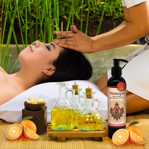 Aceite para masajes Premium Naranja Namiqui, roce, fricción, percusión, reflexología, tejido profundo, masajes, relax, relajacion, calma, paz, aroma, olores, aromaterapia, hidratacion, humectacion, aceite esencial, bienestar, pindas, hierbas, herbal, fragancia, spa, hoteles, boutiques, sales, natural, baño, tina, camilla