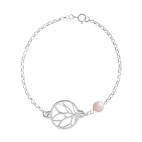 Pulsera Amapola de Plata con Cuarzo Rosa por Anante Joyería para Mujer