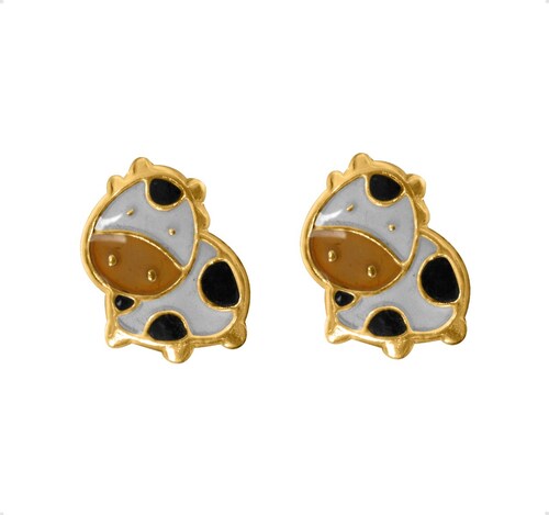 Aretes | Broqueles Vaca VAROURO Oro Sólido 10k Piercing + Estuche.