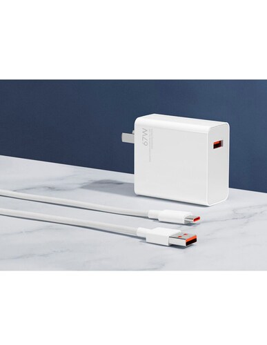 Cargador de pared Xiaomi de 67W con cable naranja USB-C