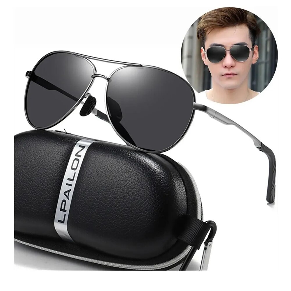 Lentes De Sol Casual Para Hombres Aluminio Gafas Polarizadas Conducir De Alta Calidad Uv400 Deportes De