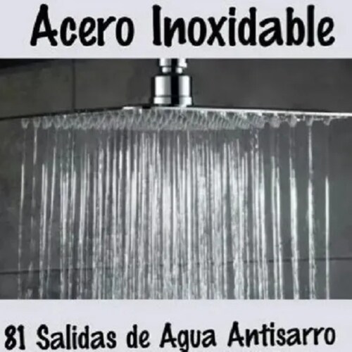 Regadera Cuadrada Tipo Lluvia En Acero Inoxidable