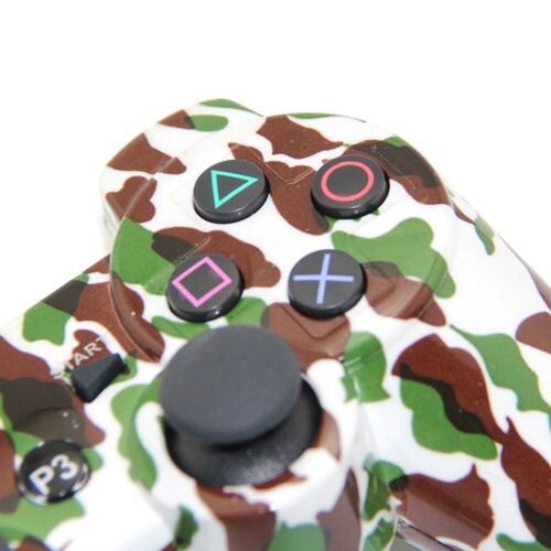 Control Genérico Compatible Con Ps3 Camuflaje Verde Inalámbrico.