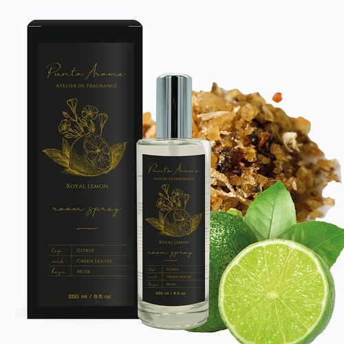 Punto Aroma - Home Mist 250ml - Ambientador de Fragancia Premium - Air Freshener - Spray aromatizante con atomizador - Ideal para casa, coche, oficina, carro, baño (Royal Lemon)