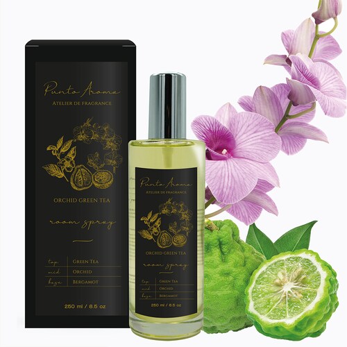 Punto Aroma - Home Mist 250ml - Ambientador de Fragancia Premium - Air Freshener - Spray aromatizante con atomizador - Ideal para casa, coche, oficina, carro, baño (Orchid Green Tea)