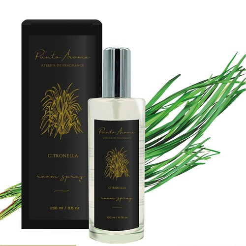 Punto Aroma - Home Mist 250ml - Ambientador de Fragancia Premium - Air Freshener - Spray aromatizante con atomizador - Ideal para casa, coche, oficina, carro, baño (Citronela)