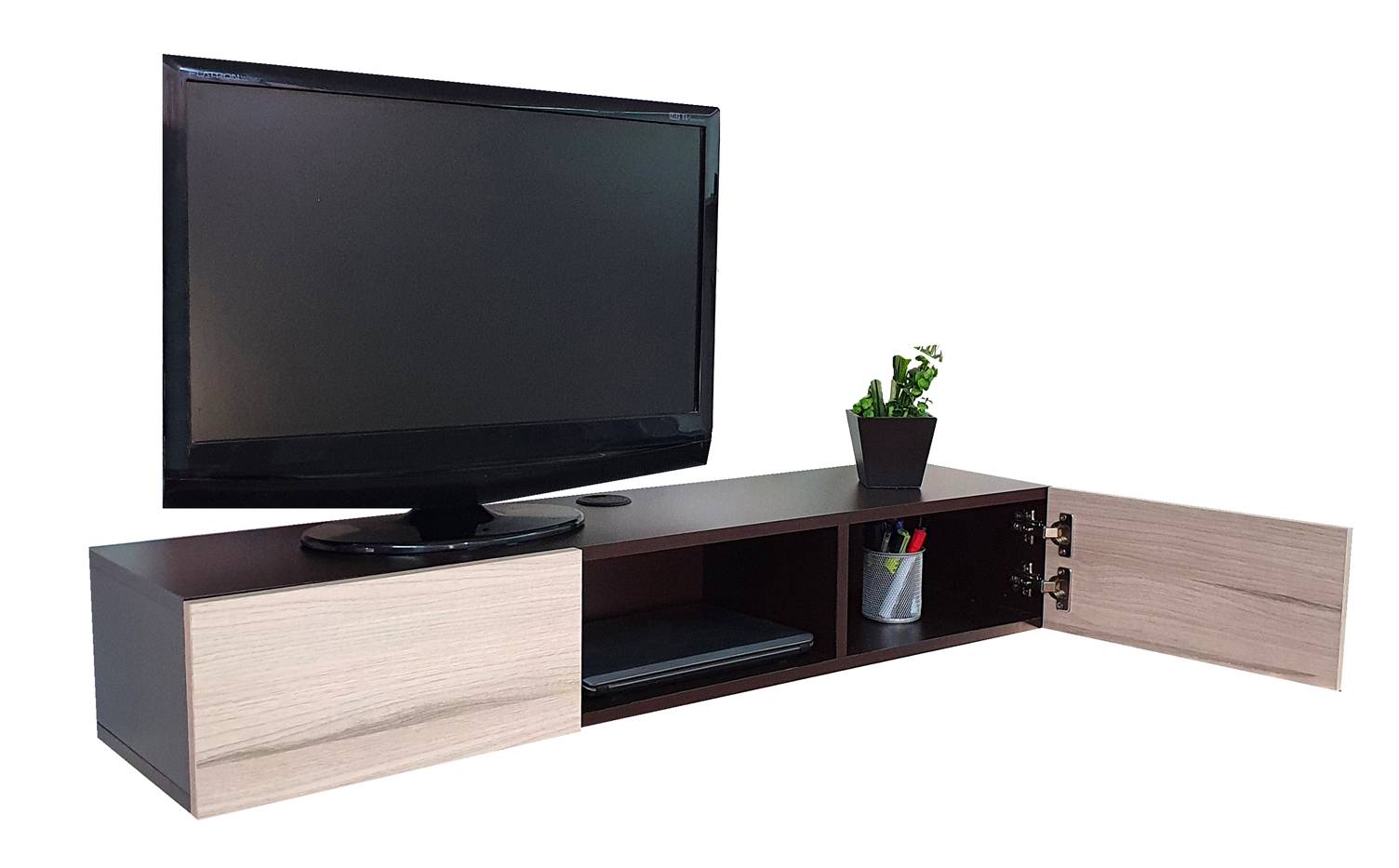 Repisa Escritorio Flotante Con Puertas Para Tv Minimalista