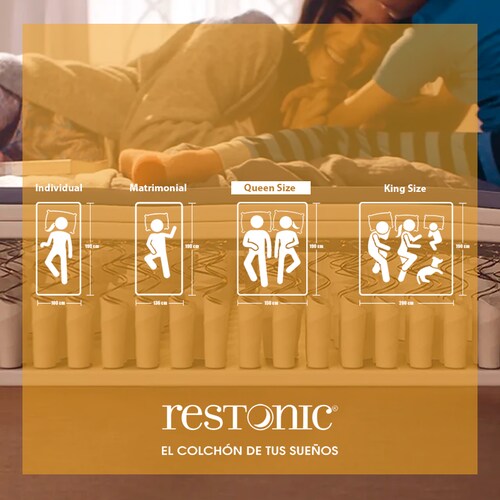 Colchón Queen Size Restonic Malmo Lenin Con Mega Colchoneta Memory Foam Descanso Premium