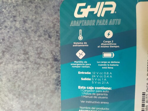 CARGADOR AUTO 2 PUERTOS USB ENCENDOR AUTO CARGA ENERGIA CELULAR TABLETA GAC-176 VIAJES CARRO