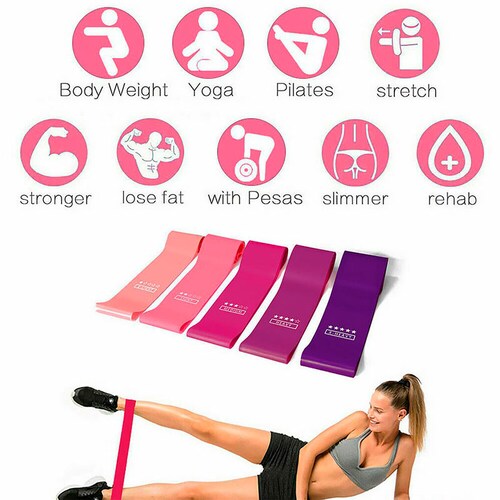Ligas Elásticas De Resistencia Kit 5 Pzs Yoga Pilates 402j