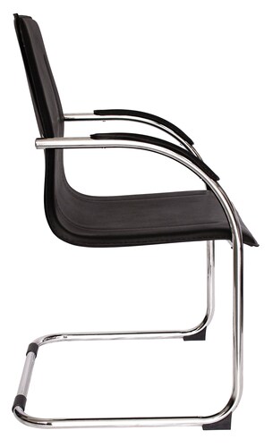 Silla de visita tipo trineo con descansabrazos tapizados, asiento y respaldo en una sola pieza tapizado modelo CALEA