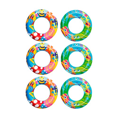  Paquete 6 Piezas Salvavidas Dona Inflable Infantil  Diseño Animales del Mar