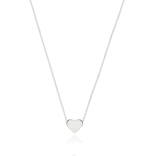 Collar de Corazón Abombado de Plata con Cadena, Colección Maite para Mujer por Anante Joyería