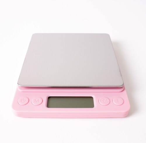 Báscula Gramera Digital Chica de 0-1gr a 2kg.  ROSA.