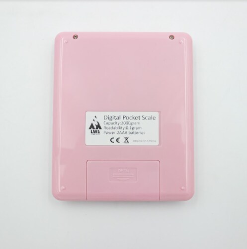 Báscula Gramera Digital Chica de 0-1gr a 2kg.  ROSA.