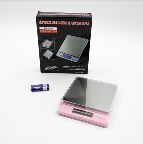 Báscula Gramera Digital Chica de 0-1gr a 2kg.  ROSA.