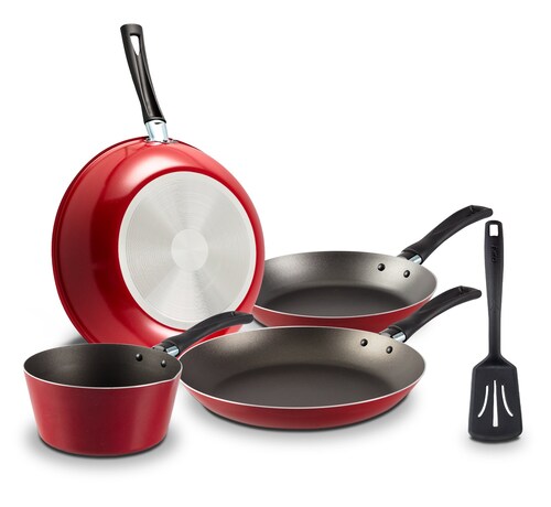 Juego de Sartenes Ferrari Ekco Classic de 5 Piezas de Aluminio Color Rojo con Duraflon de Alto Rendimiento