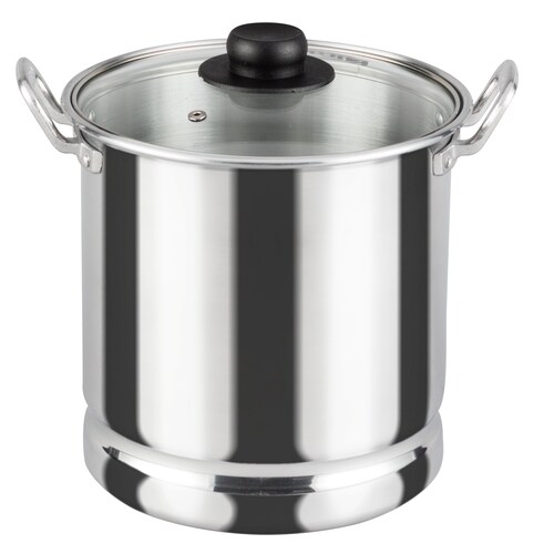 Vaporera de 22 cm. Vasconia Básicos de 3 Piezas de Aluminio Color Plateado Pulido con Tapa de Vidrio y Alta durabilidad