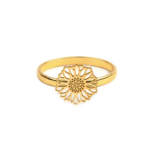 Anillo Girasol Dorado de Plata con Baño de Oro para Mujer por Anante Joyería