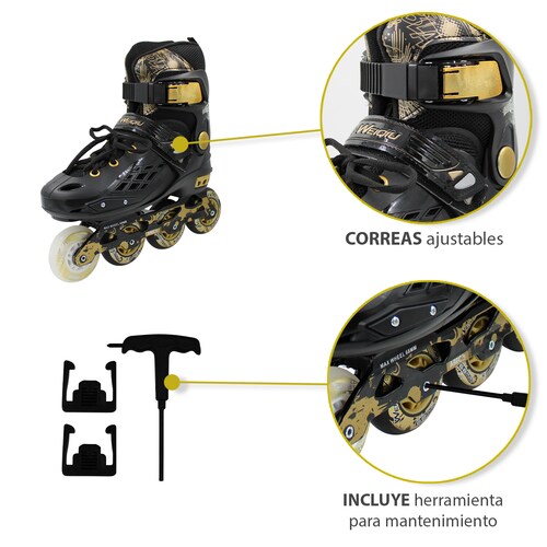 Patines Profesionales Linea Luz Led Talla 21-23 Premium Max