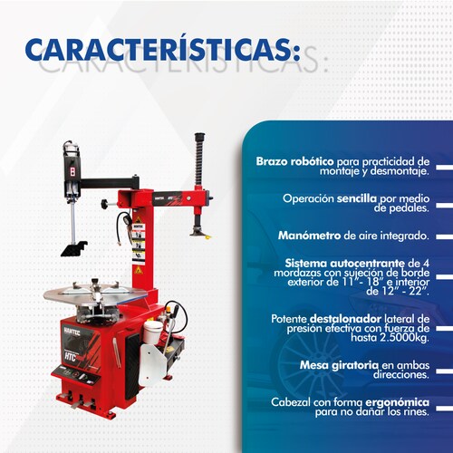 Desmontadora Llantas Hantec Rin 10 a 24  con Brazo Robótico
