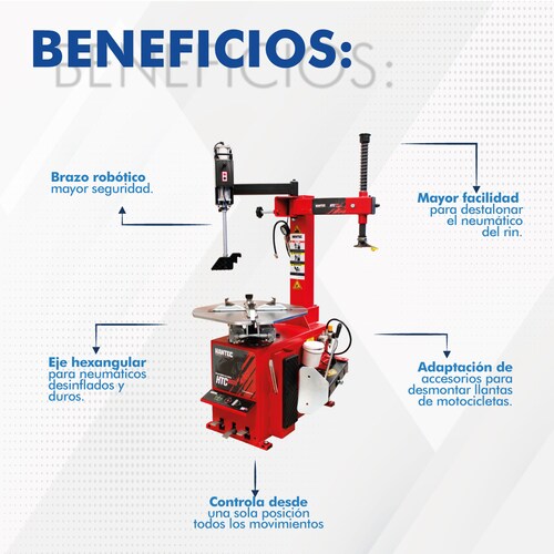 Desmontadora Llantas Hantec Rin 10 a 24  con Brazo Robótico