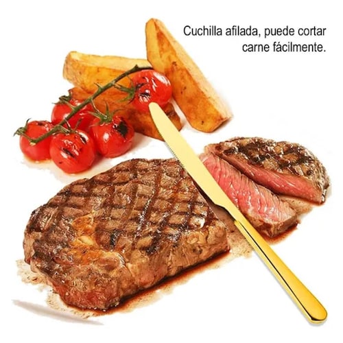 Juego De Cubiertos Acero Inoxidable Dorado Y Plateado 30pcs