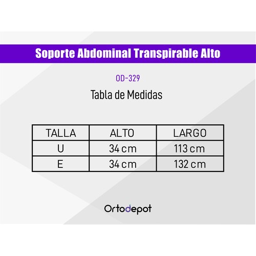 Soporte Abdominal Transpirable Alto.