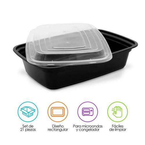 Contenedores para Alimentos Reutilizables 1 Litro 21 Pz Redlemon