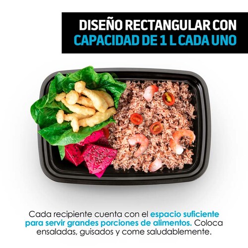 Contenedores para Alimentos Reutilizables 1 Litro 21 Pz Redlemon