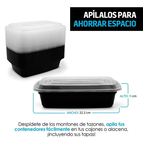 Contenedores para Alimentos Reutilizables 1 Litro 21 Pz Redlemon
