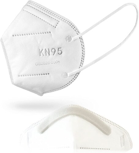 50 piezas de cubrebocas KN95. Tapabocas, Mascarillas Protectoras con 5 Capas con banda nasal confort acolchonada anti empañamiento con empaque individual