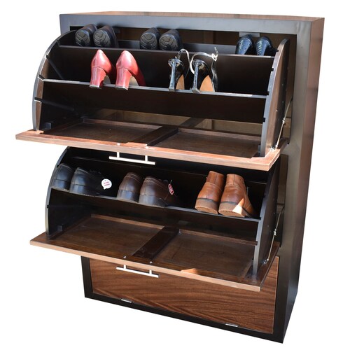 Mueble Zapatero Moderno De 36 Pares Ó 24 Pares Más Botas Chocolate Parota
