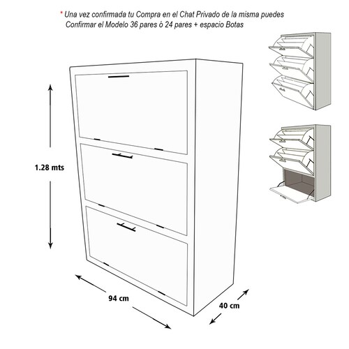 Mueble Zapatero De Madera Para 36 O 24 Pares Moderno Chocolate Rojo
